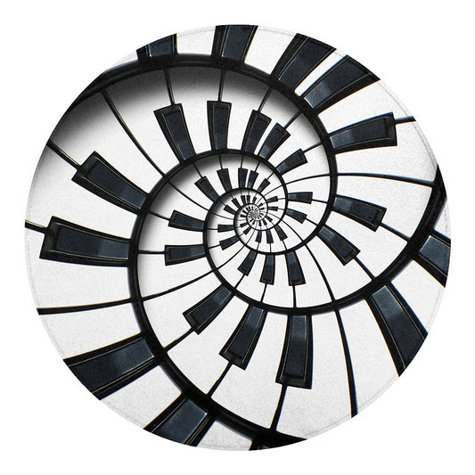 Spiral Piano Keyboard Print Round Blanket