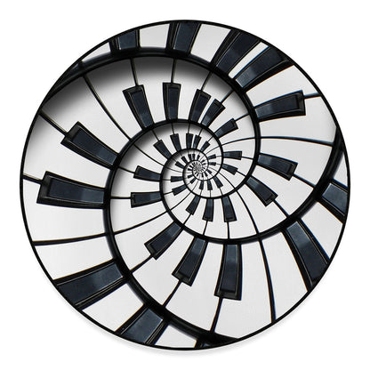 Spiral Piano Keyboard Print Round Floor Mat