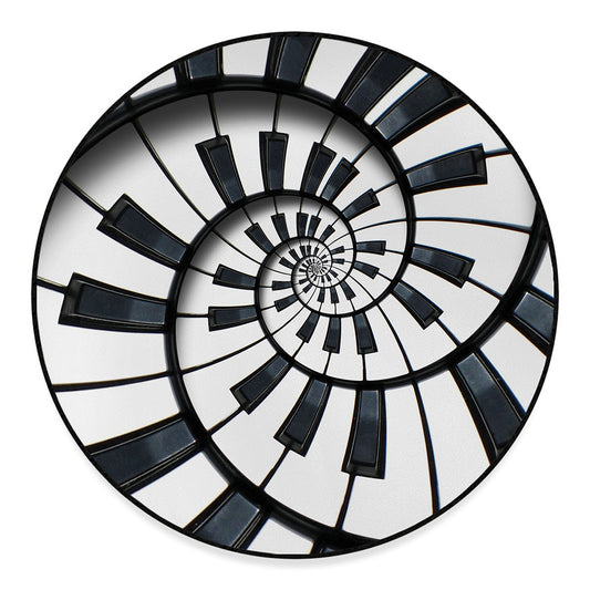 Spiral Piano Keyboard Print Round Floor Mat