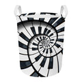 Spiral Piano Keyboard Print Round Laundry Basket