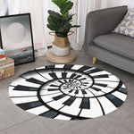 Spiral Piano Keyboard Print Round Rug