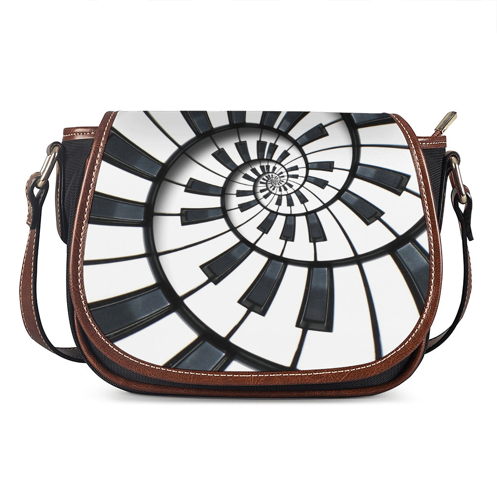 Spiral Piano Keyboard Print Saddle Bag