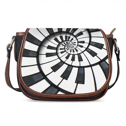 Spiral Piano Keyboard Print Saddle Bag