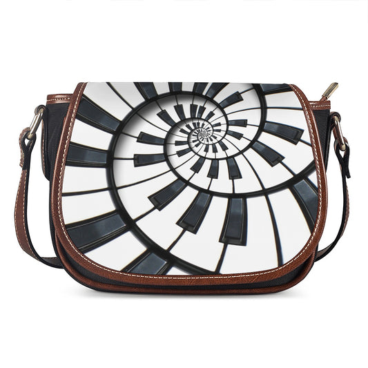 Spiral Piano Keyboard Print Saddle Bag