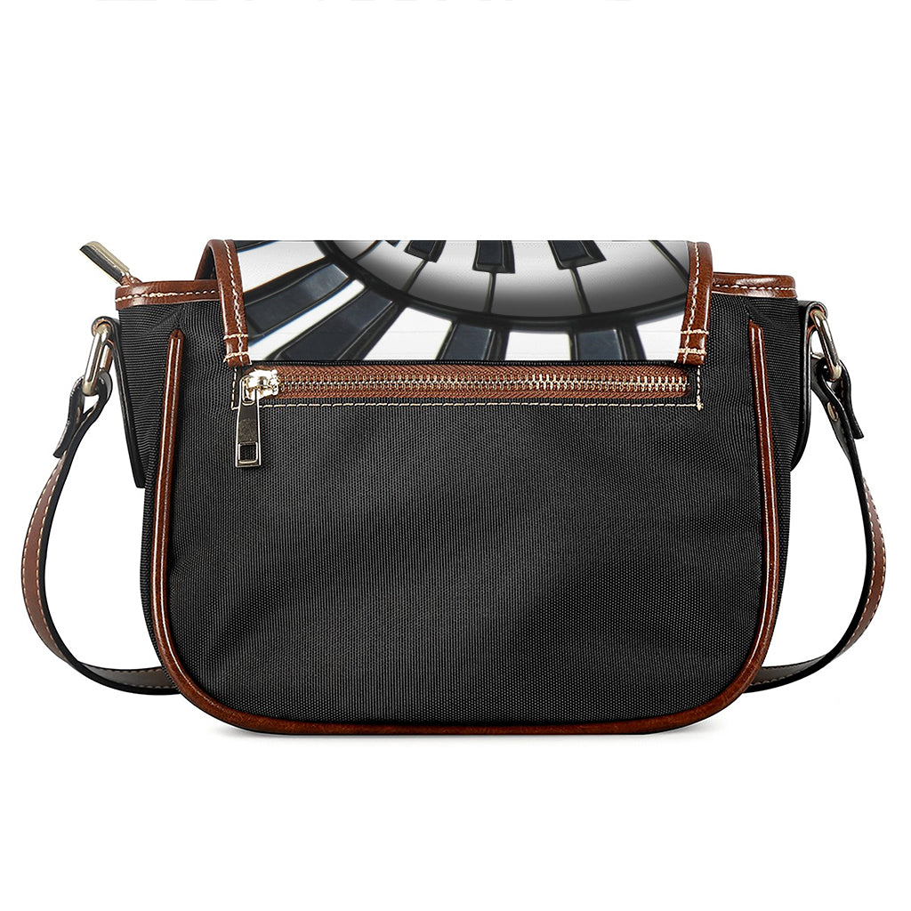 Spiral Piano Keyboard Print Saddle Bag