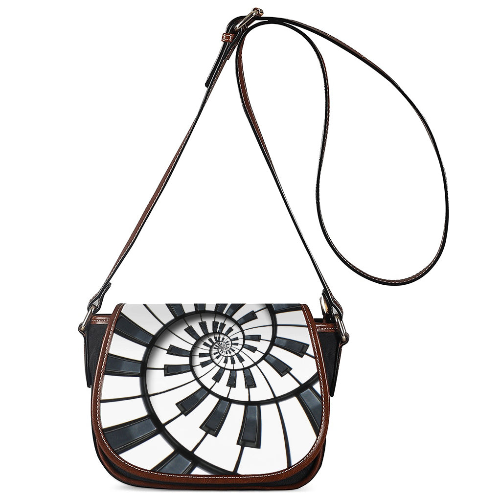 Spiral Piano Keyboard Print Saddle Bag