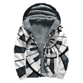 Spiral Piano Keyboard Print Sherpa Lined Zip Up Hoodie