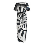 Spiral Piano Keyboard Print Short Sleeve Long Nightdress
