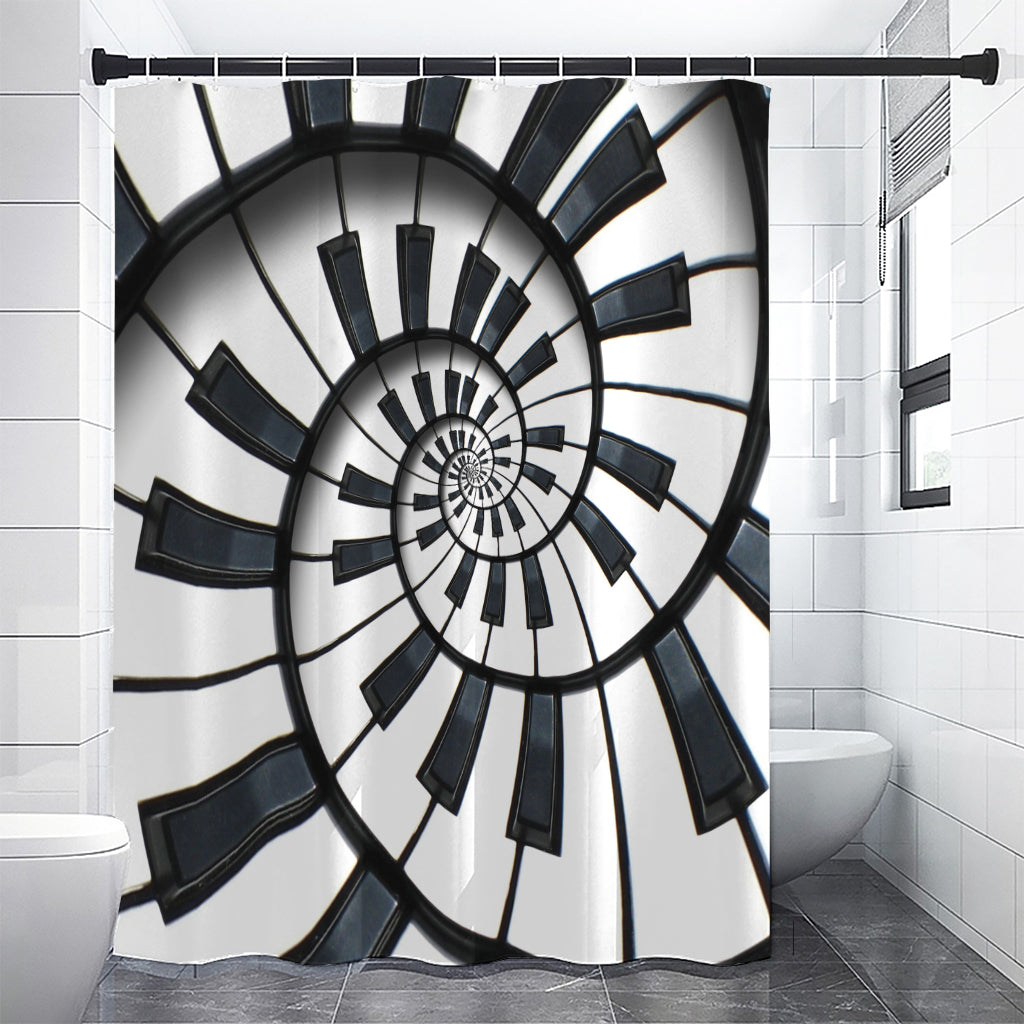 Spiral Piano Keyboard Print Shower Curtain