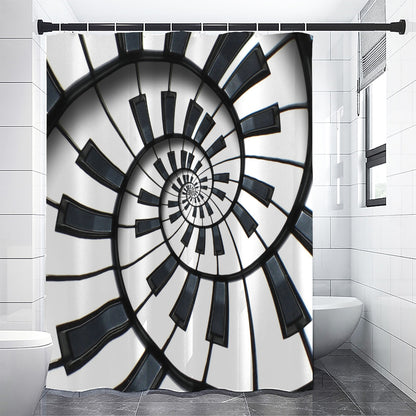 Spiral Piano Keyboard Print Shower Curtain