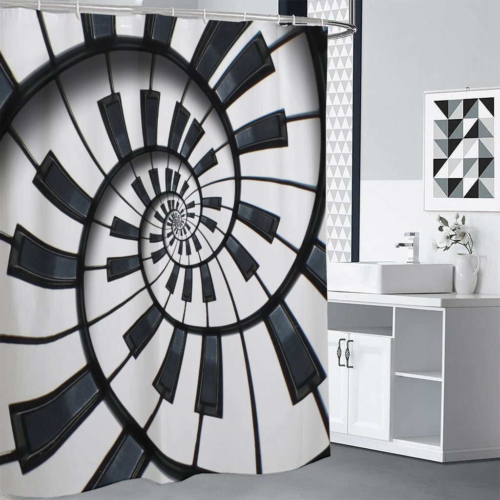 Spiral Piano Keyboard Print Shower Curtain