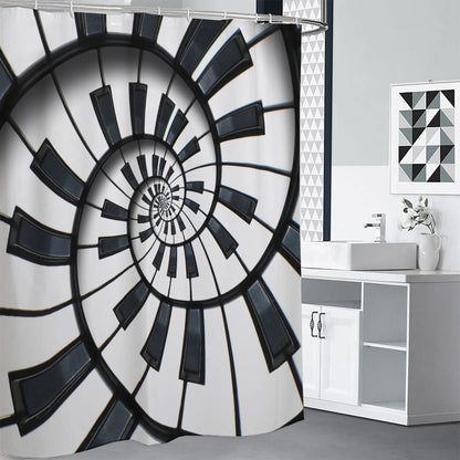 Spiral Piano Keyboard Print Shower Curtain
