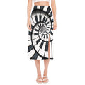 Spiral Piano Keyboard Print Side Slit Midi Skirt