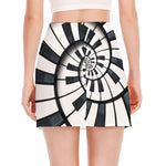 Spiral Piano Keyboard Print Side Slit Mini Skirt