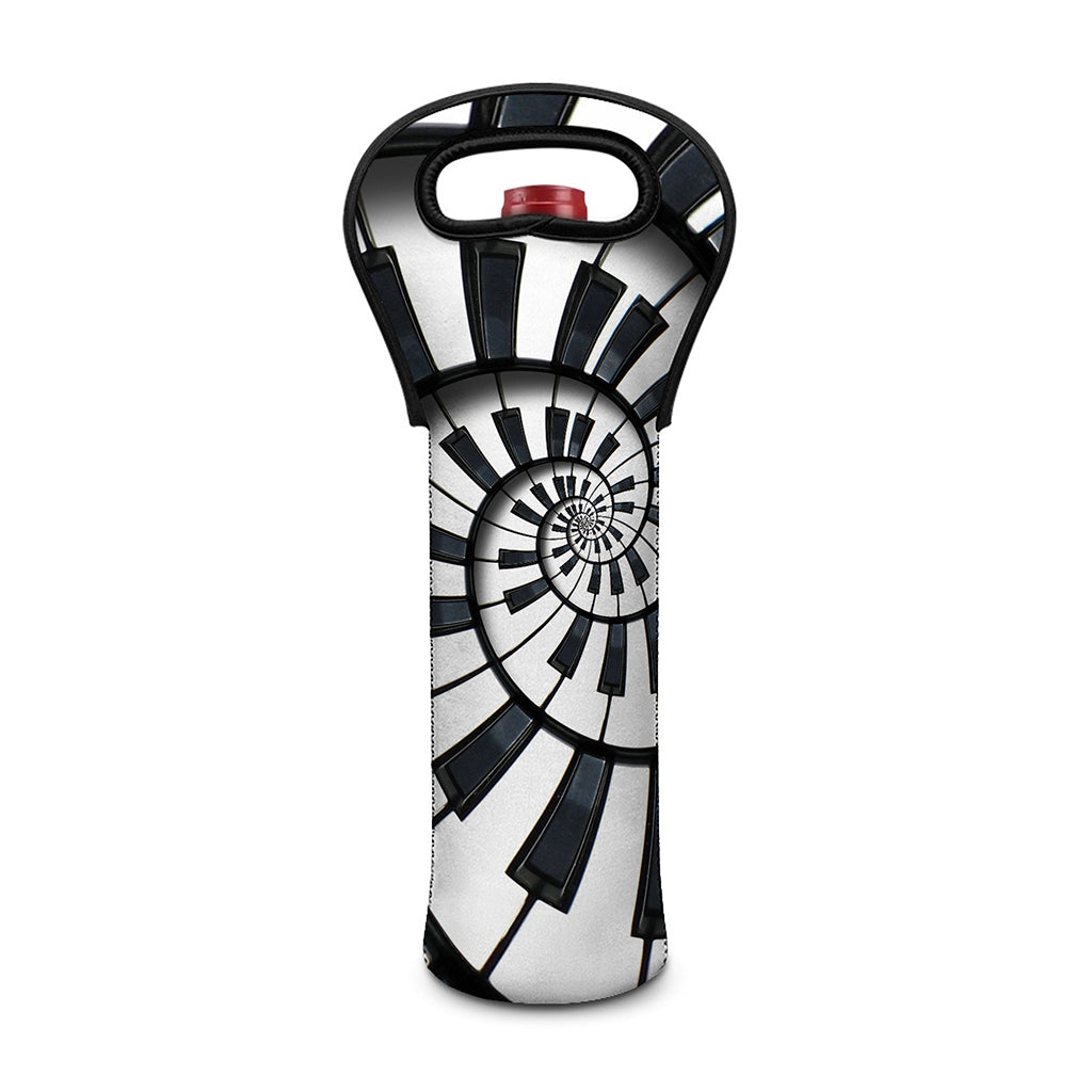 Spiral Piano Keyboard Print Single Neoprene Wine Tote