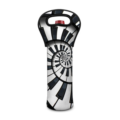 Spiral Piano Keyboard Print Single Neoprene Wine Tote