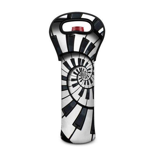 Spiral Piano Keyboard Print Single Neoprene Wine Tote