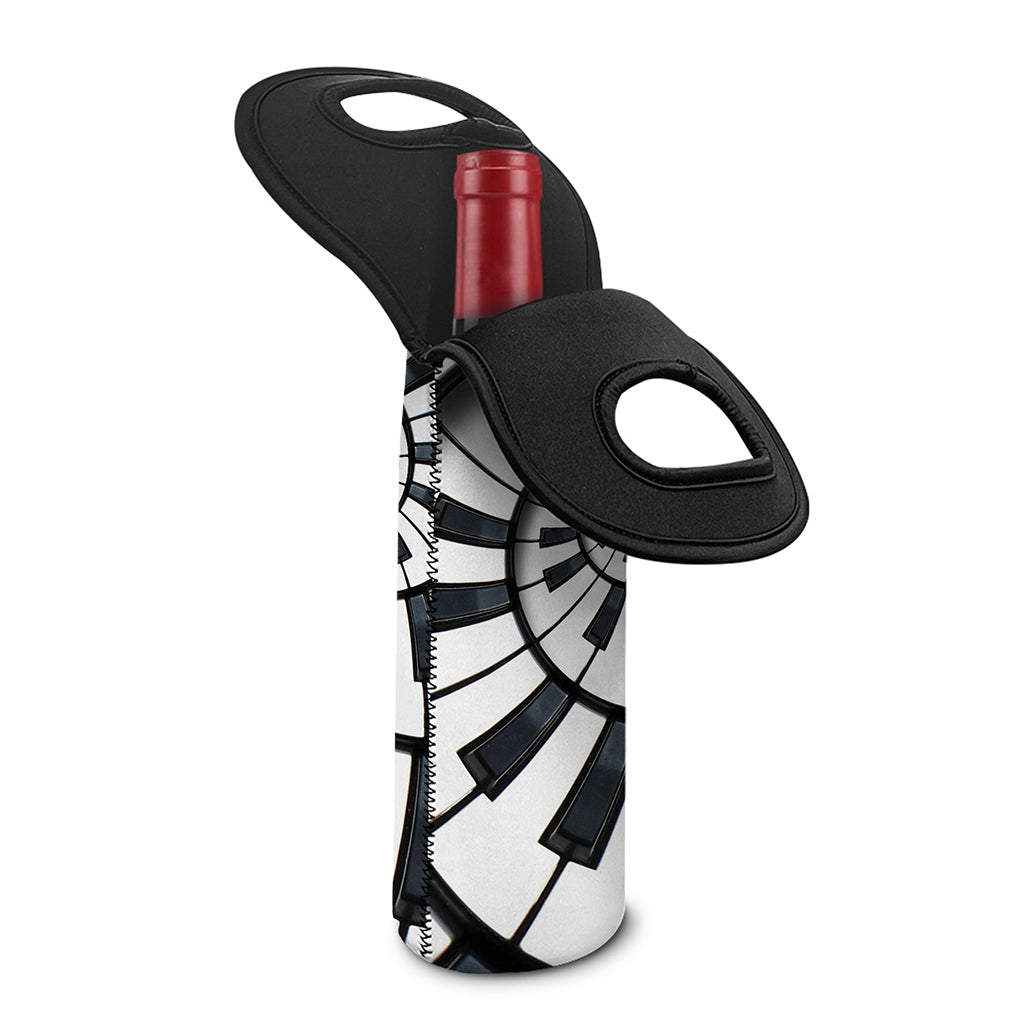 Spiral Piano Keyboard Print Single Neoprene Wine Tote