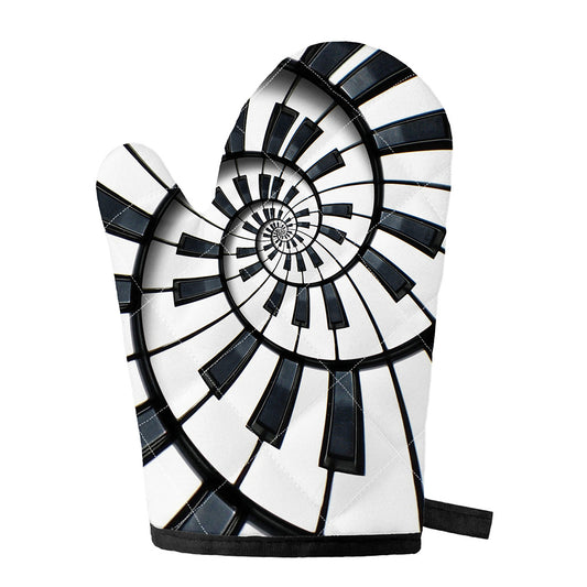 Spiral Piano Keyboard Print Single Oven Mitt