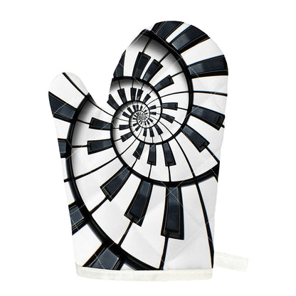 Spiral Piano Keyboard Print Single Oven Mitt