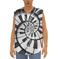 Spiral Piano Keyboard Print Sleeveless Baseball Jersey