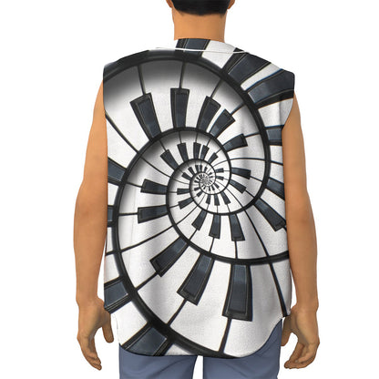 Spiral Piano Keyboard Print Sleeveless Baseball Jersey