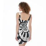 Spiral Piano Keyboard Print Sleeveless Bodycon Dress