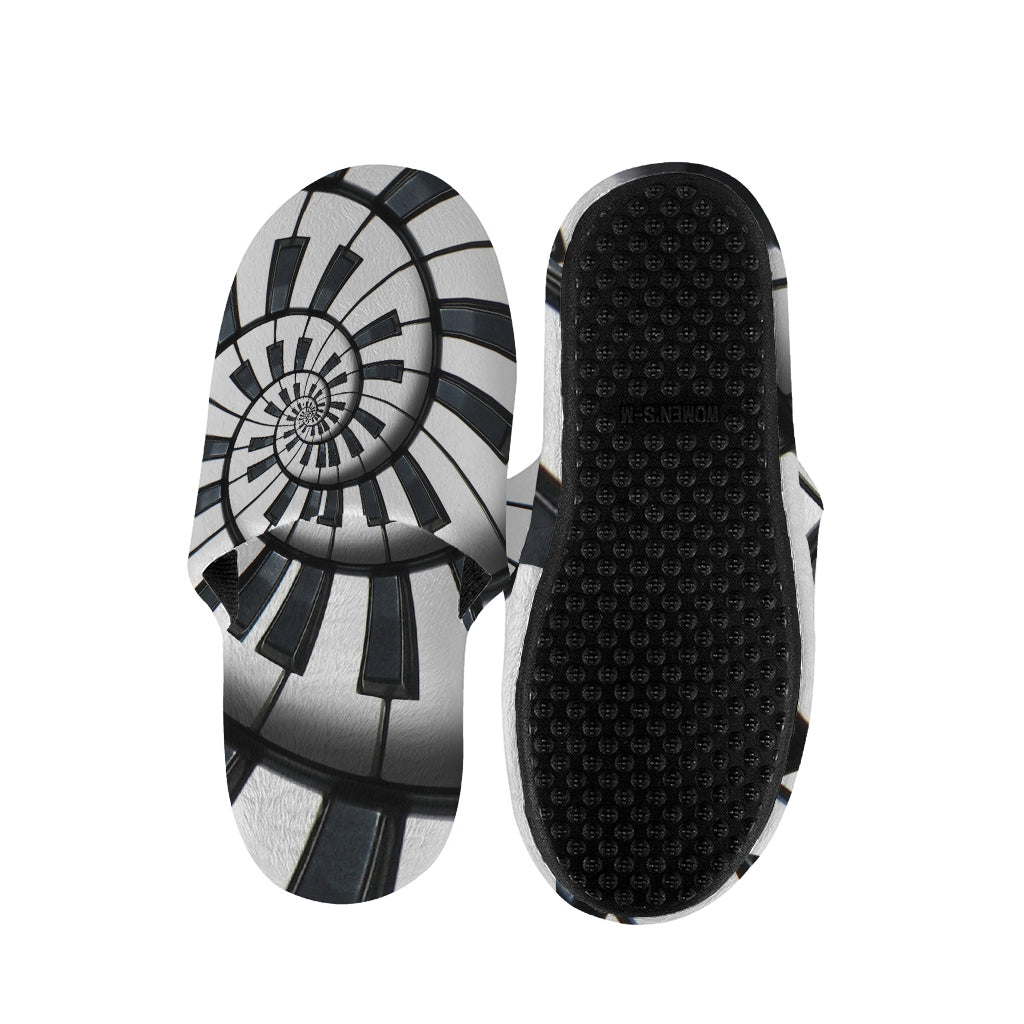 Spiral Piano Keyboard Print Slippers