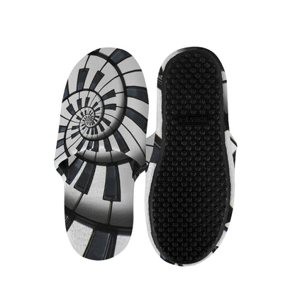 Spiral Piano Keyboard Print Slippers