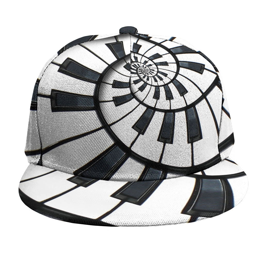 Spiral Piano Keyboard Print Snapback Cap