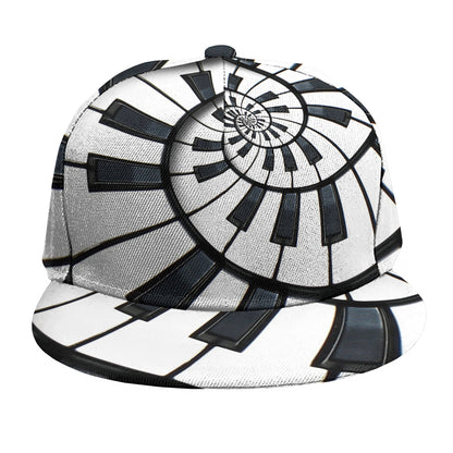 Spiral Piano Keyboard Print Snapback Cap