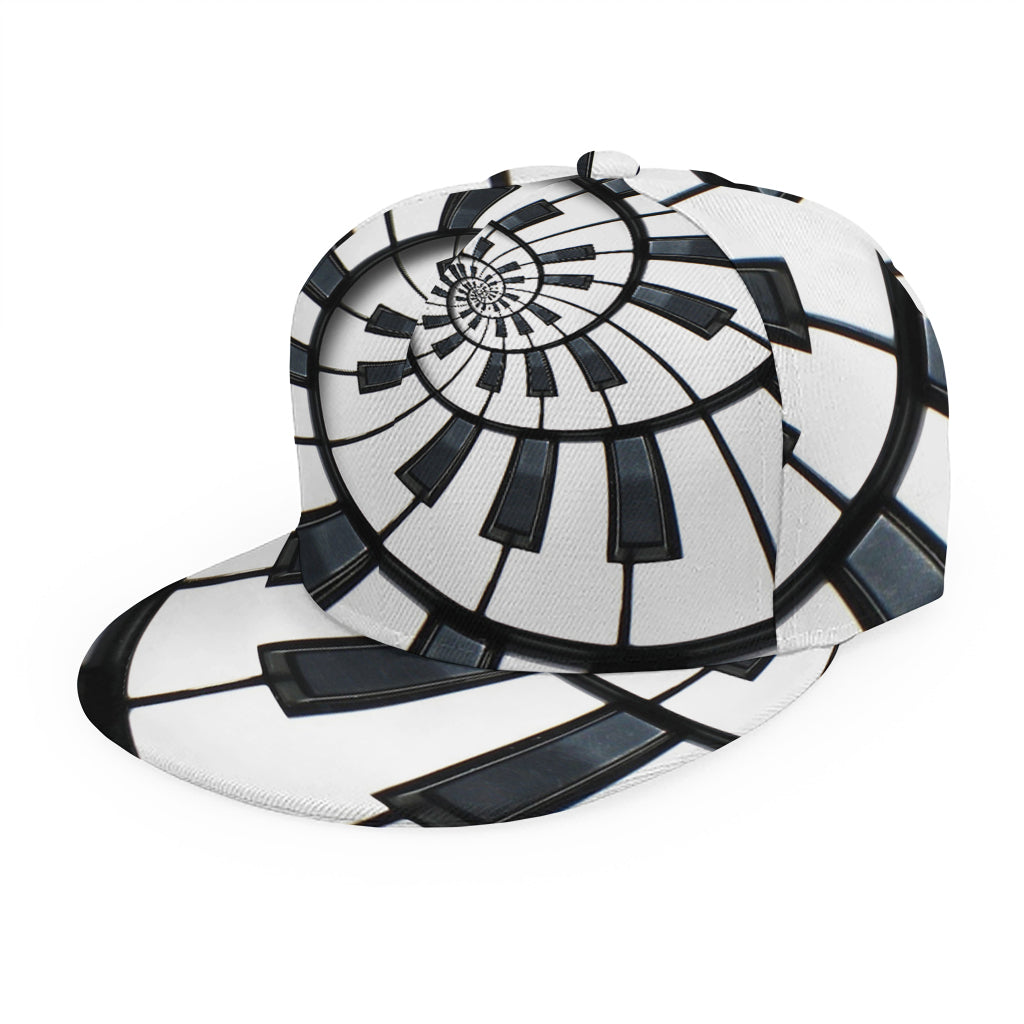 Spiral Piano Keyboard Print Snapback Cap