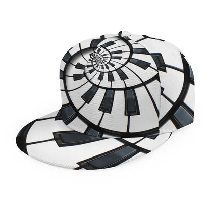Spiral Piano Keyboard Print Snapback Cap