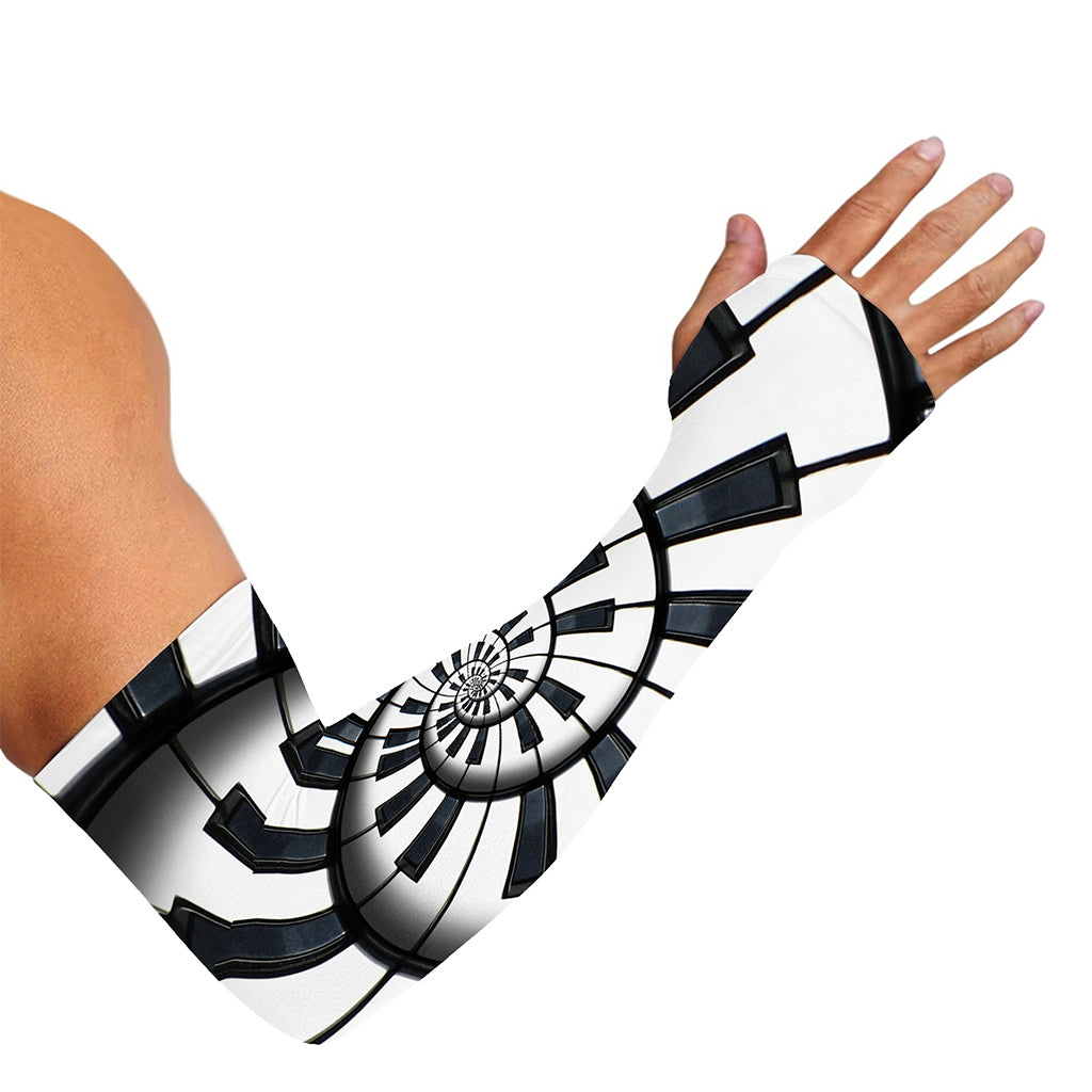 Spiral Piano Keyboard Print Sun Protection Arm Sleeves