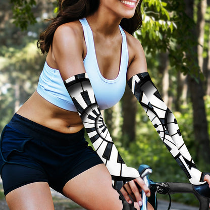 Spiral Piano Keyboard Print Sun Protection Arm Sleeves