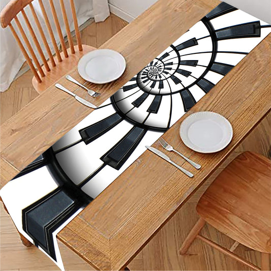 Spiral Piano Keyboard Print Table Runner
