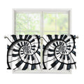 Spiral Piano Keyboard Print Tier Curtains