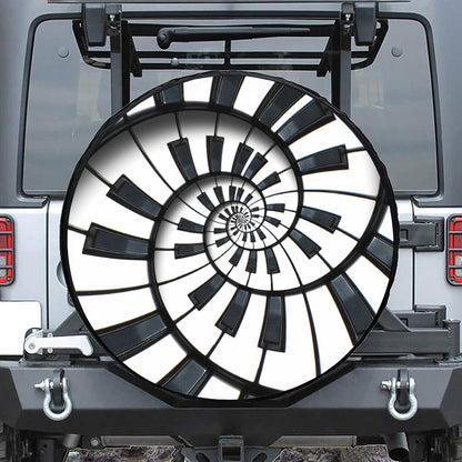 Spiral Piano Keyboard Print Tire Cover