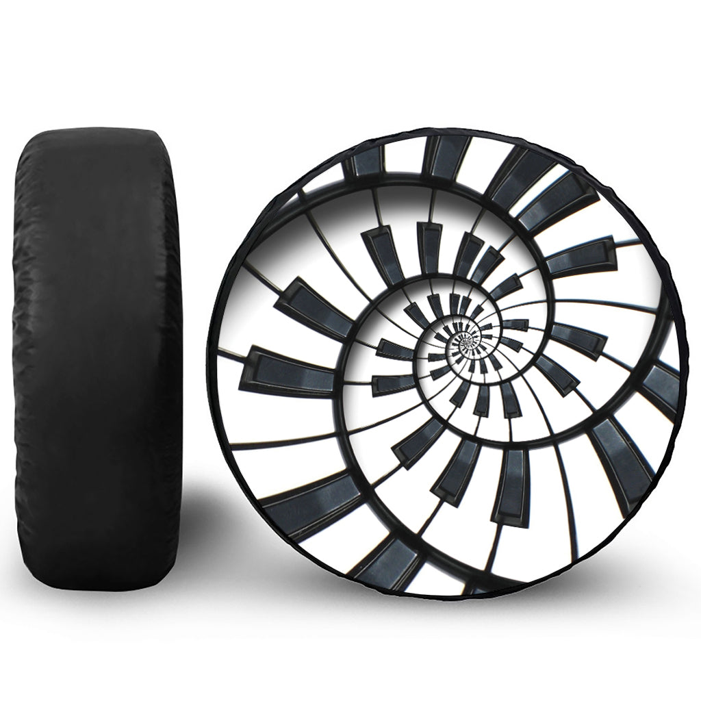 Spiral Piano Keyboard Print Tire Cover