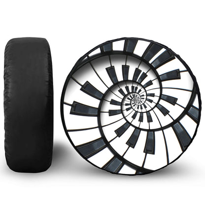 Spiral Piano Keyboard Print Tire Cover