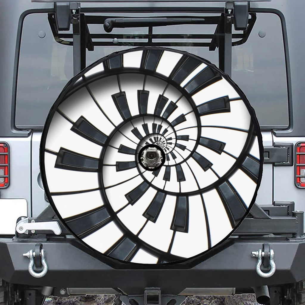 Spiral Piano Keyboard Print Tire Cover With Camera Hole