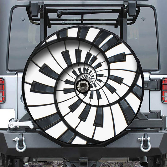 Spiral Piano Keyboard Print Tire Cover With Camera Hole