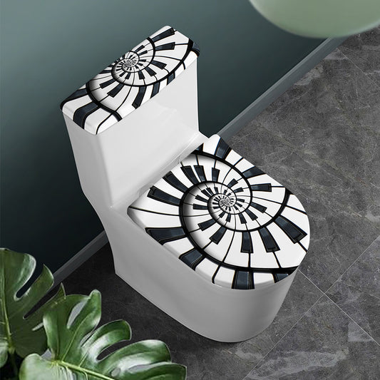 Spiral Piano Keyboard Print Toilet Lid And Tank Cover Set