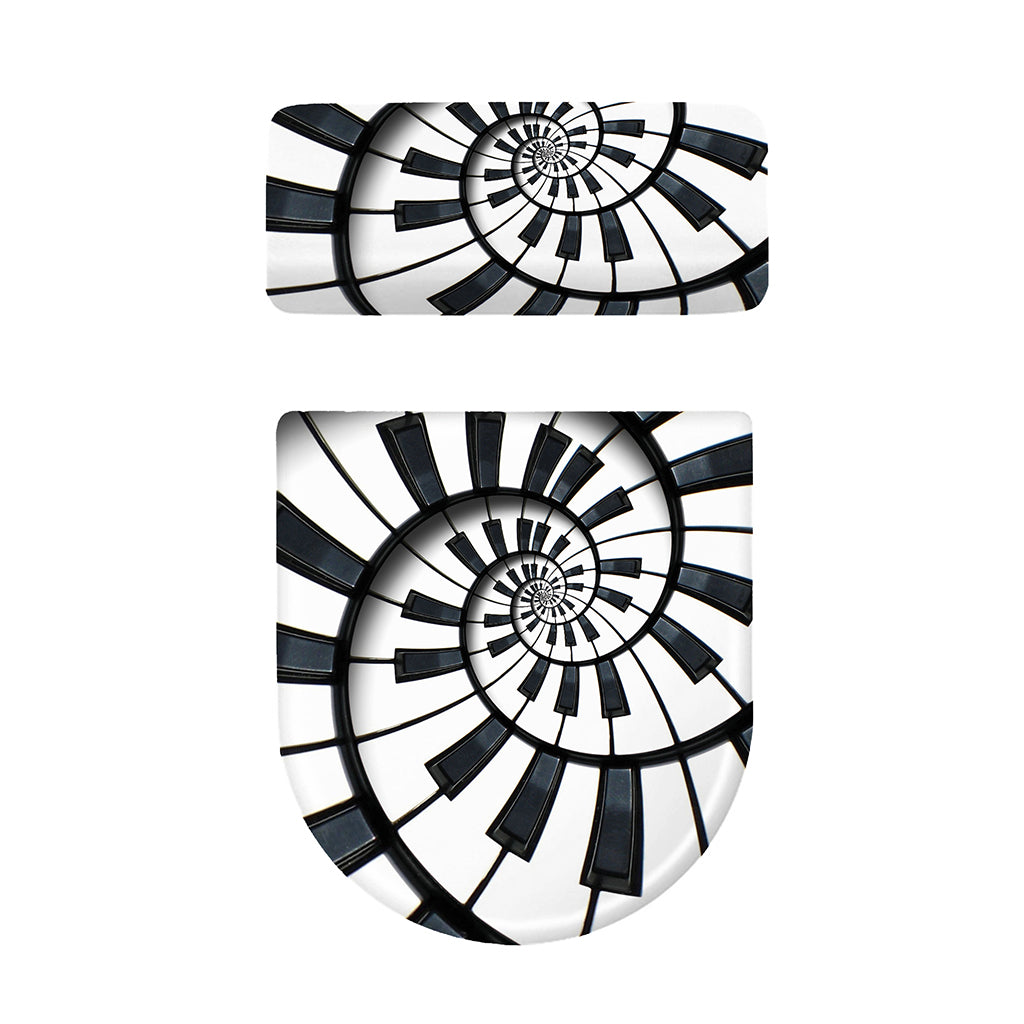 Spiral Piano Keyboard Print Toilet Lid And Tank Cover Set