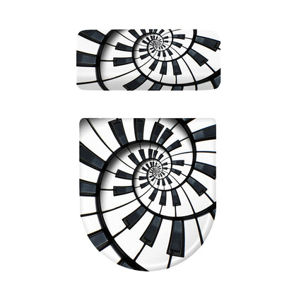 Spiral Piano Keyboard Print Toilet Lid And Tank Cover Set