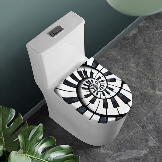 Spiral Piano Keyboard Print Toilet Lid Cover