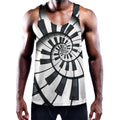 Spiral Piano Keyboard Print Men's Workout Tank Top