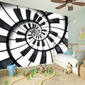 Spiral Piano Keyboard Print Wall Sticker