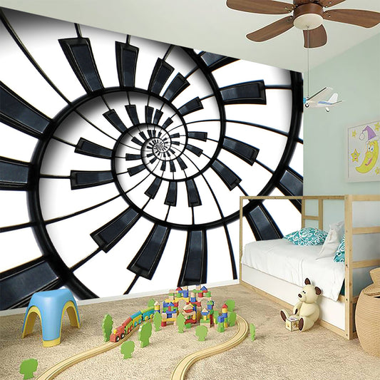 Spiral Piano Keyboard Print Wall Sticker