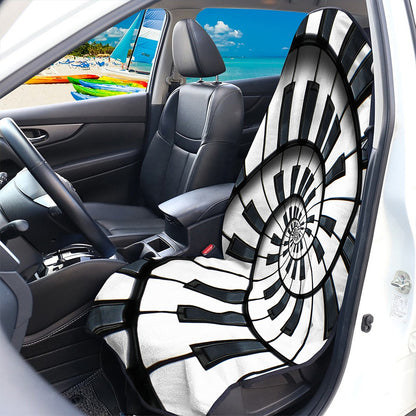 Spiral Piano Keyboard Print Waterproof Car Seat Cover